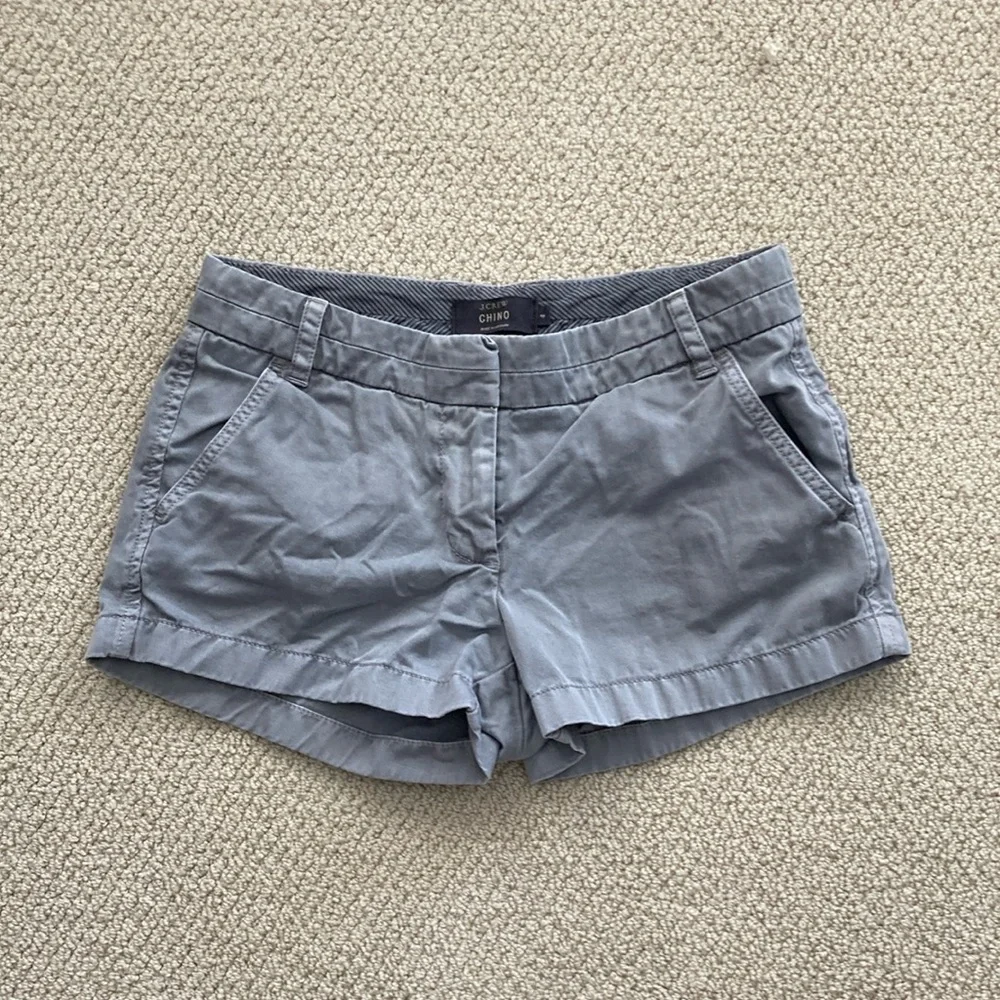 J. Crew Chino Shorts Size 4 Thick Fabric Preppy 100% Cotton Casual Grey EUC